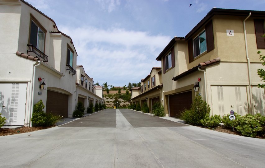 A row of townhomes within the Aldea development
