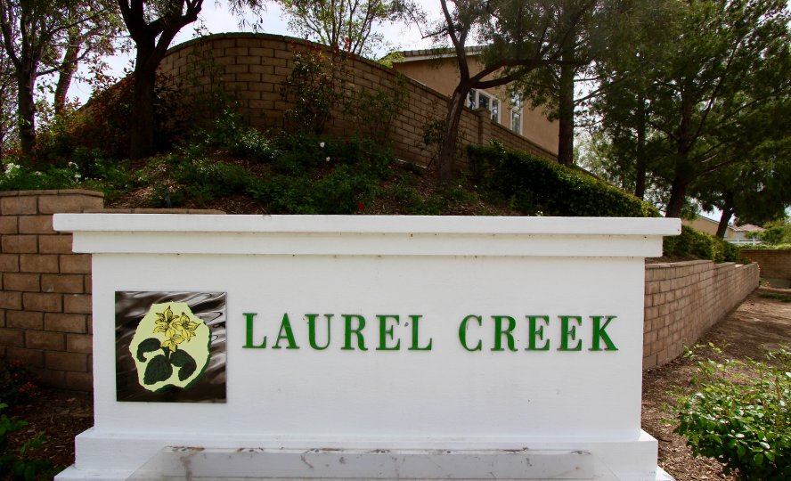 The sign at the entrance to Laurel Creek in Temecula California