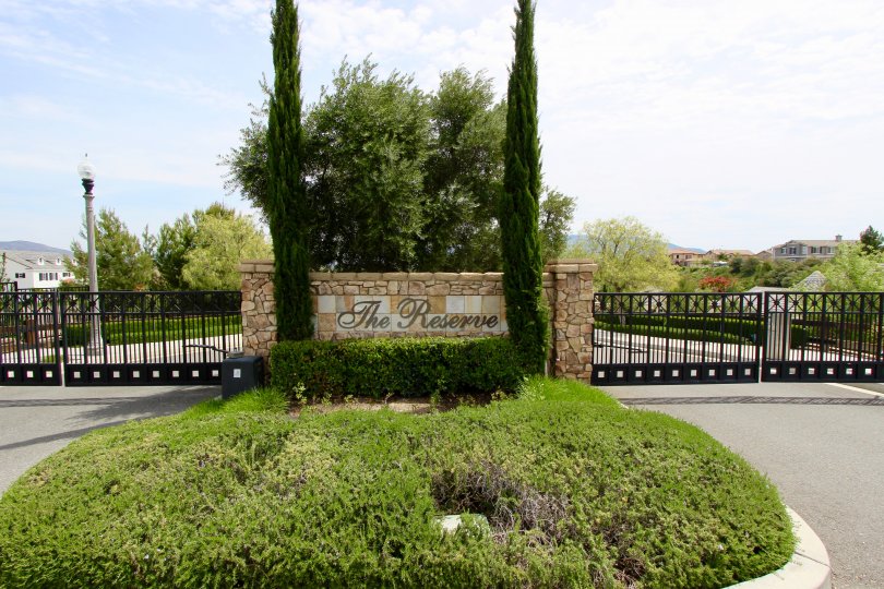 The sign at the entrance to The Reserve at Crowne Hill in Temecula