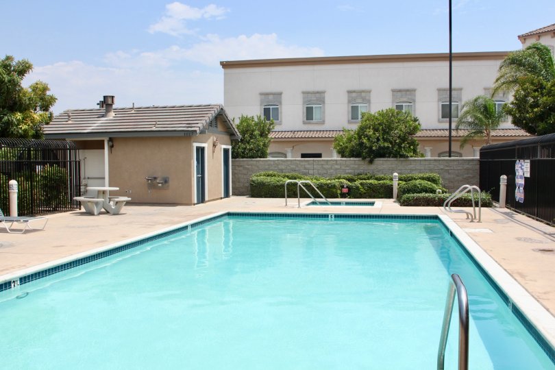 Hampton Roads's community swimming pool, Corona, California