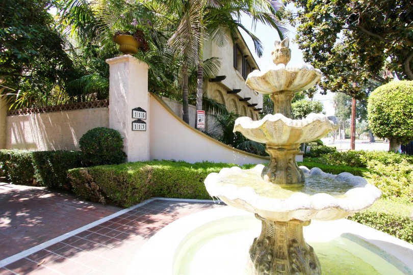 The fountain seen at Alhambra Townhouse in Alhambra California