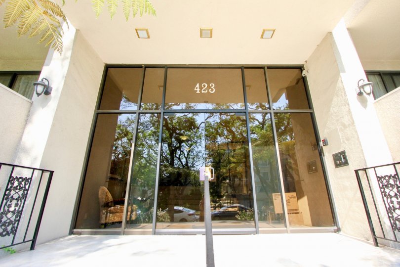 A view through front door of The Beverly Palm Condominiums