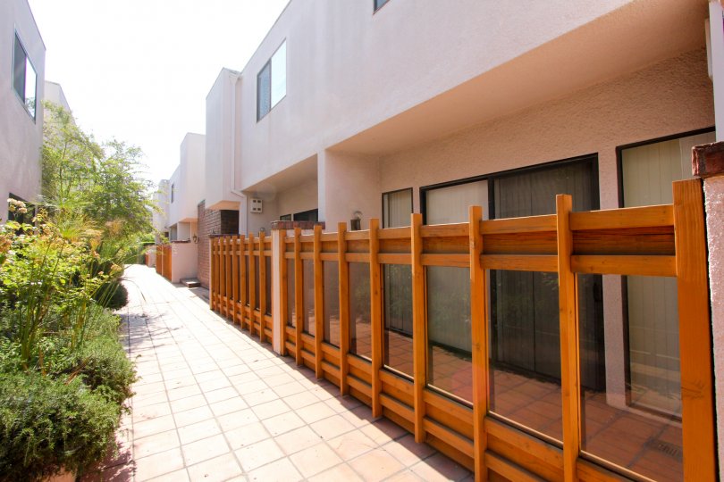 class wooden fence and super cool walk way of Tower Park, Beverly hills, California