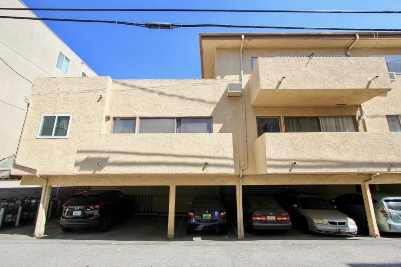 Off street parking under each unit at 1020 Granville, Brentwood, CA.