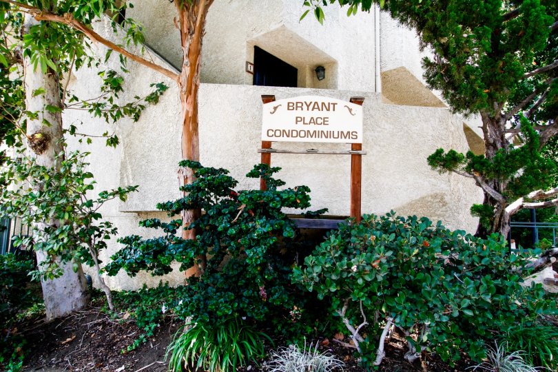 The welcoming sign seen at Bryant Place in Canoga Park California