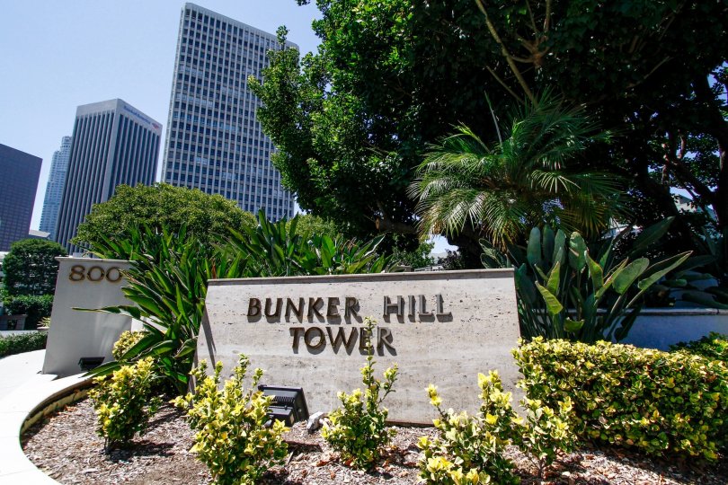 The sign welcoming you to Bunker Hill Tower
