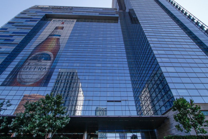 The architecture seen around the Ritz Carlton at LA Live