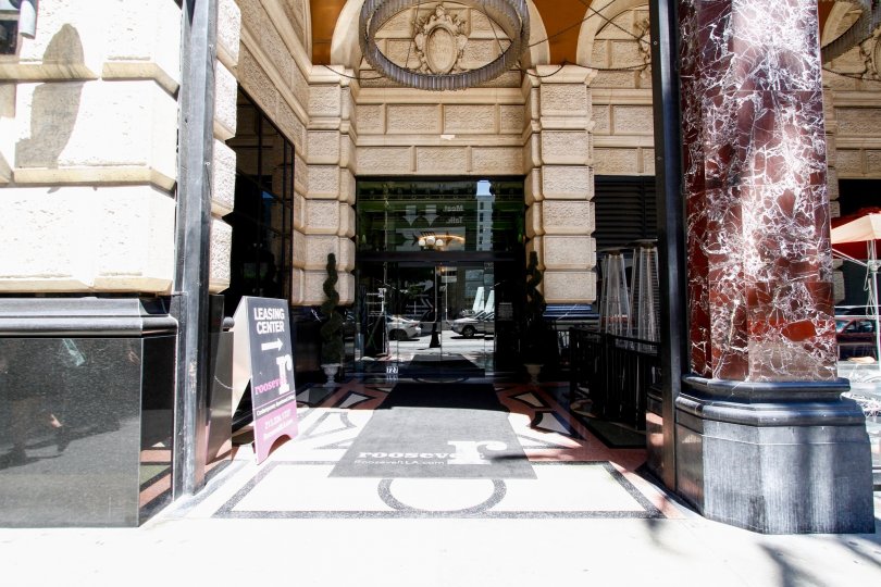 The entrance into The Roosevelt in Downtown LA