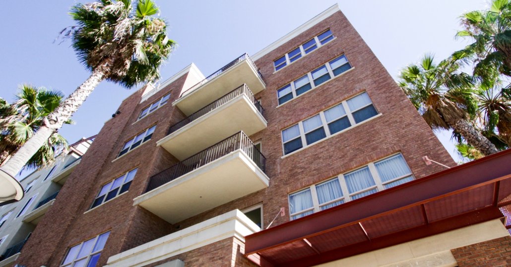 Balconies on each floor of the Blu building