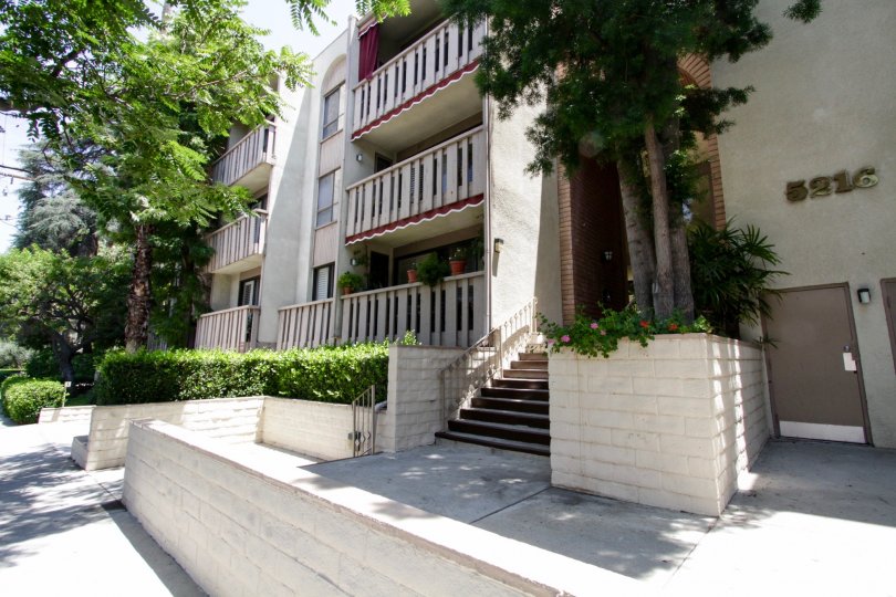 The balconies that line the building known as Encino Spa South in Encino