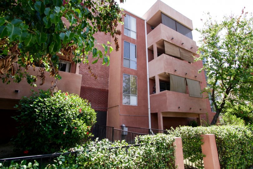 The private balconies of units within Mira Flores