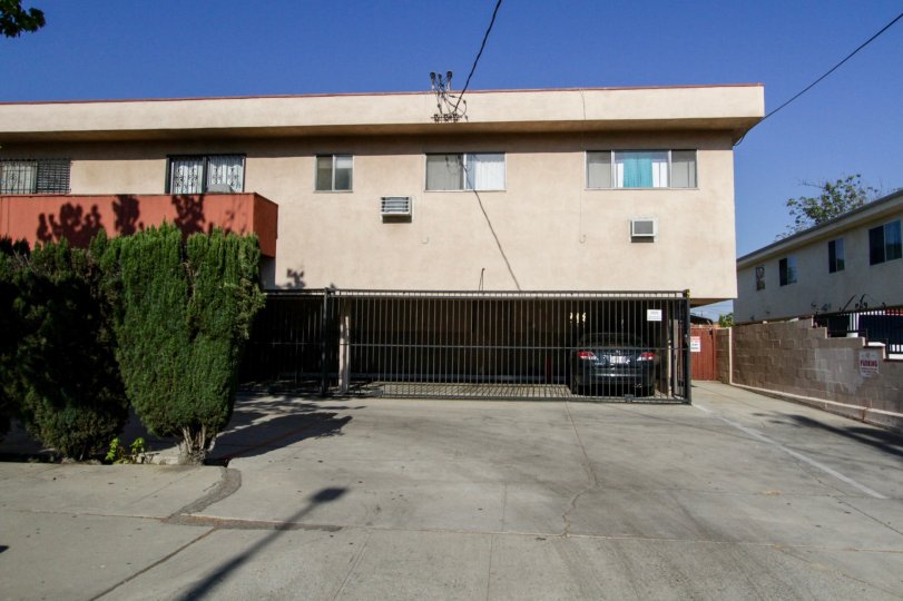 The parking spots for Morella Condominiums in North Hollywood