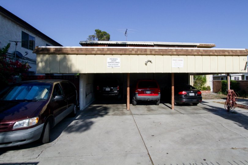 The parking spots for Morella Villa in North Hollywood