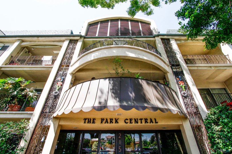 The Park Central name above the entrance in Glendale California