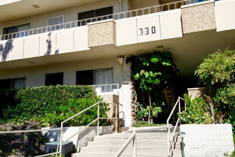 The address of Towne House Apartments above the entrance