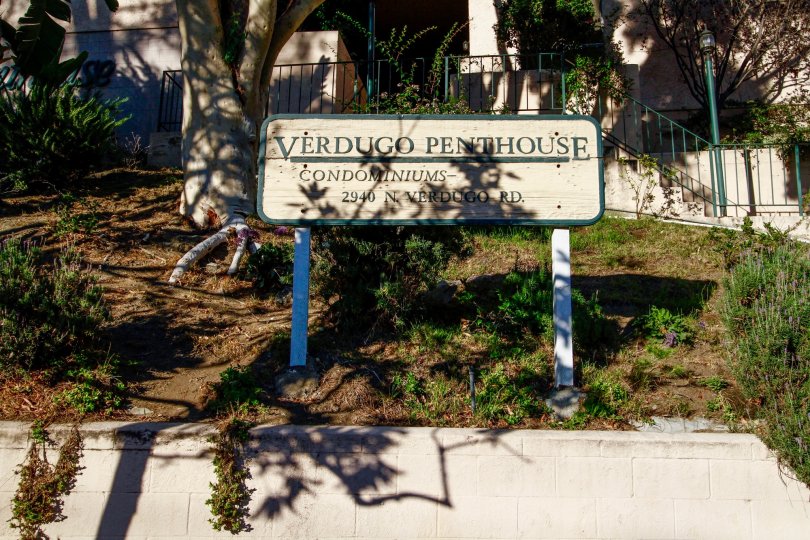 The sign announcing the Verdugo Penthouse in Glendale California