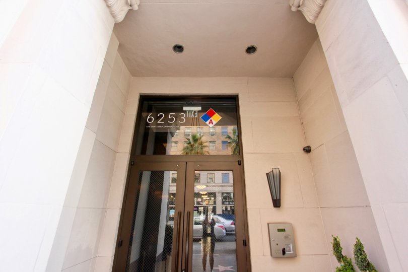 The address above the entrance into The Lofts at Hollywood and Vine
