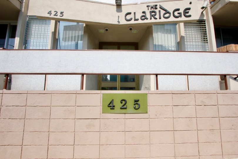 clear view of The Claridge with it's signage, Koreatown, California