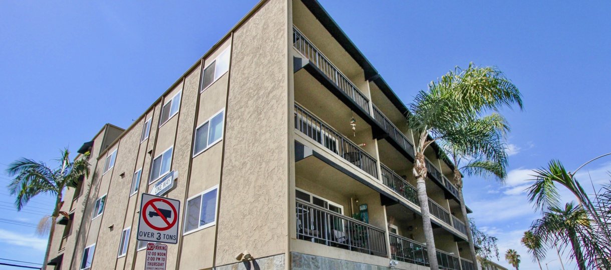 The balconies seen at 5898 E Naples Plaza in Long Beach, California