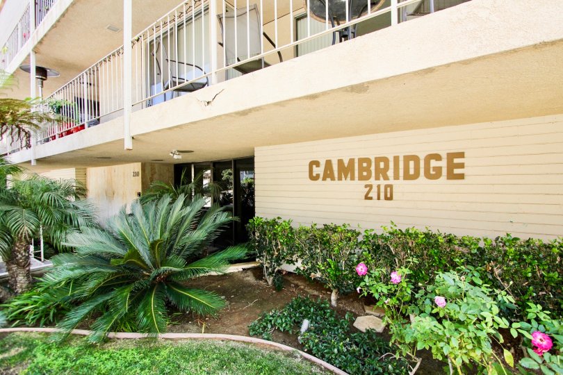 The Cambridge name on the building in Long Beach, California