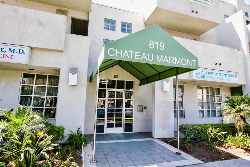 The entrance into the Chateau Marmont