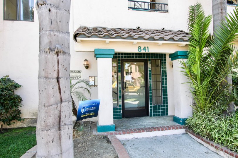 The entrance into Gardenia Villas in Long Beach, California