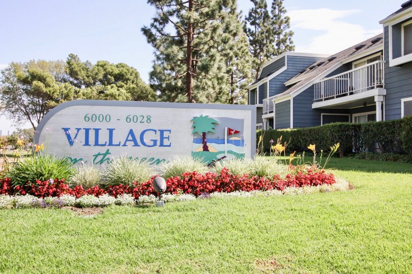 The sign announcing the Village on the Green