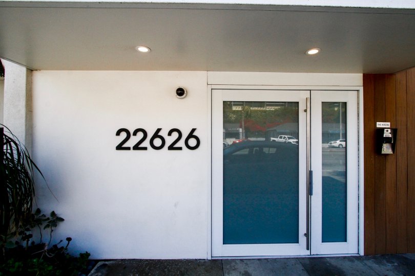 The address at the entrance into The Malibu in CA California