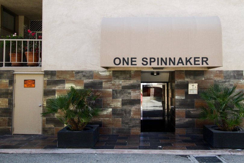 The sign on the 1 Spinnaker building in Marina Del Rey