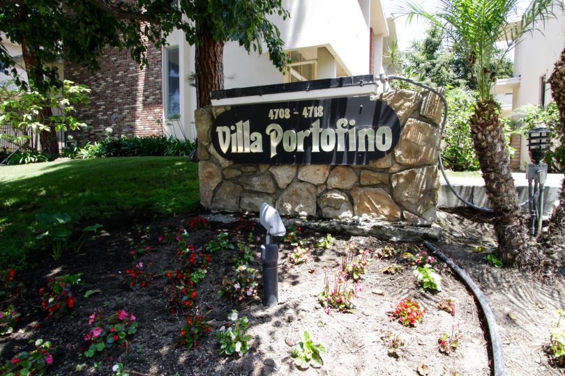 The sign into Villa Portofino in Marina Del Rey
