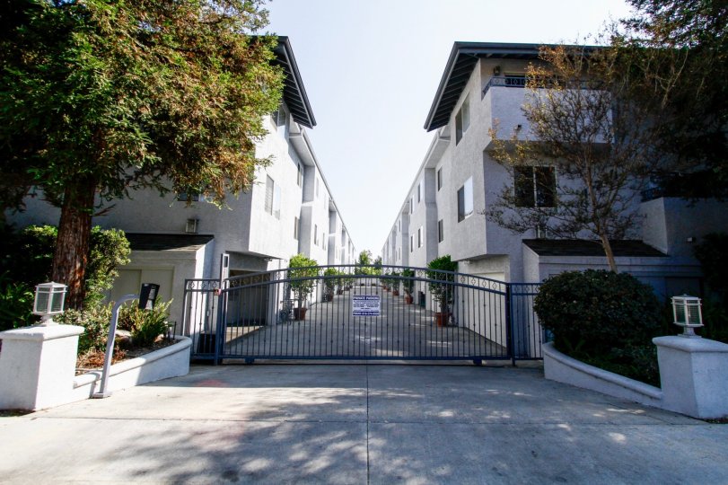 The gated entrance into Superior Villas in Northridge CA