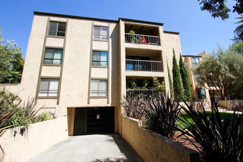 The parking garage for residents at 170 N Grand Ave