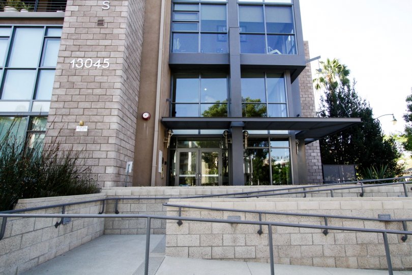 The walkway into Concerto Lofts