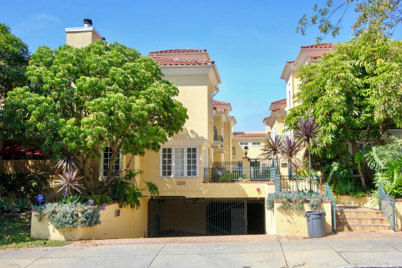 Gorgeously landscaped Yale Street Townhomes in Santa Monica California.