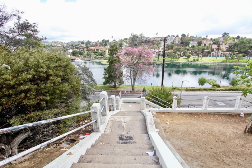 The stairs up to Lago Vista in Silver Lake, California