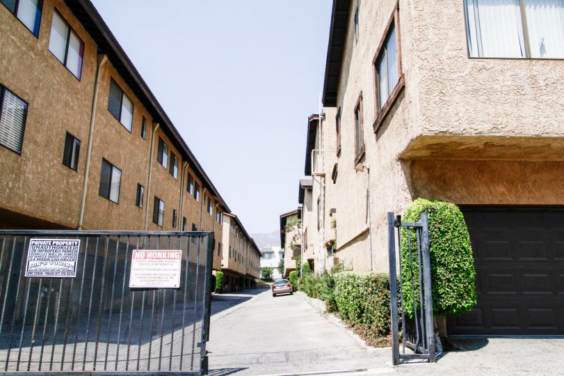 The entry gate into North Club Villas in Sylmar California