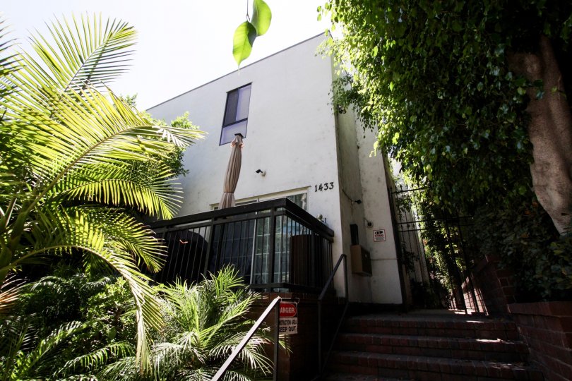 The stairs leading up to the entrance of 1433 N Harper
