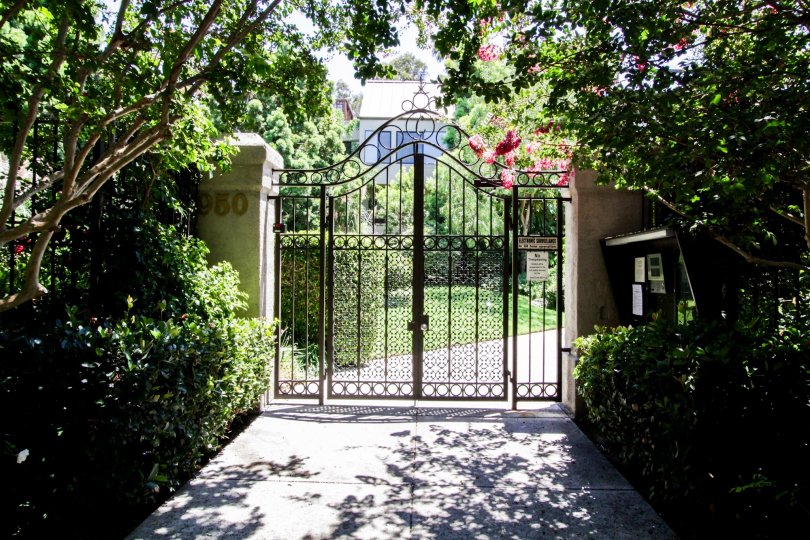 The gate for entrance into The Courtyards