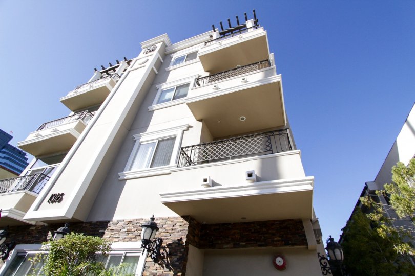 The balconies of Amherst Villas located in West LA