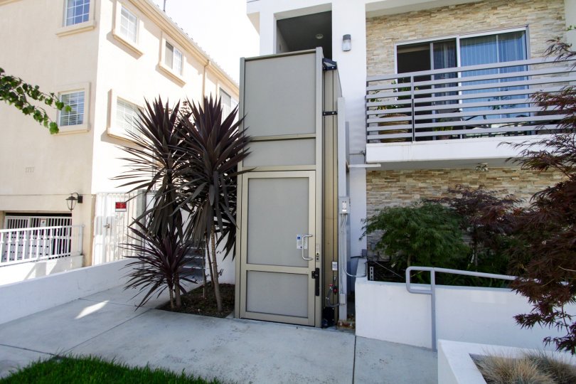 The side entrance into Armacost Townhomes