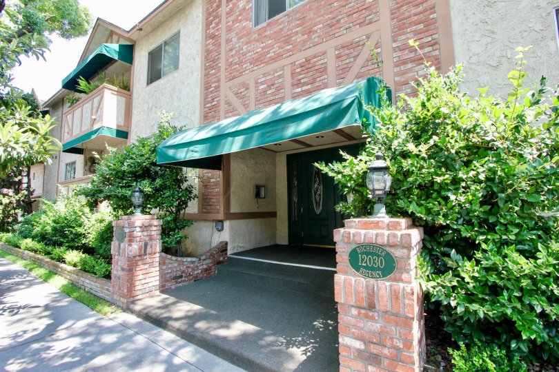 The entrance of a property in the Rochester Regency community in West LA, California.