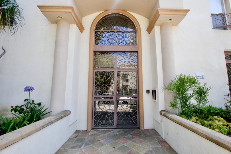 An ornate door graces the entrance of a building in Westwood, California