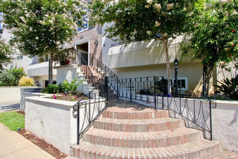 Classy metail rails and brick stairs of Las Palmas, Westwood, California