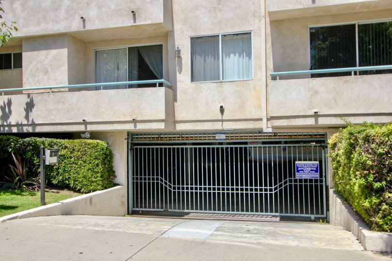 Parking garage entrance of Midvale Court community of Westwood, Ca.