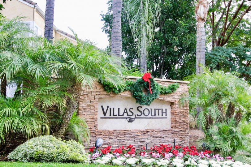 Entrance Signage of Villas South in Aliso Viejo, Calfornia
