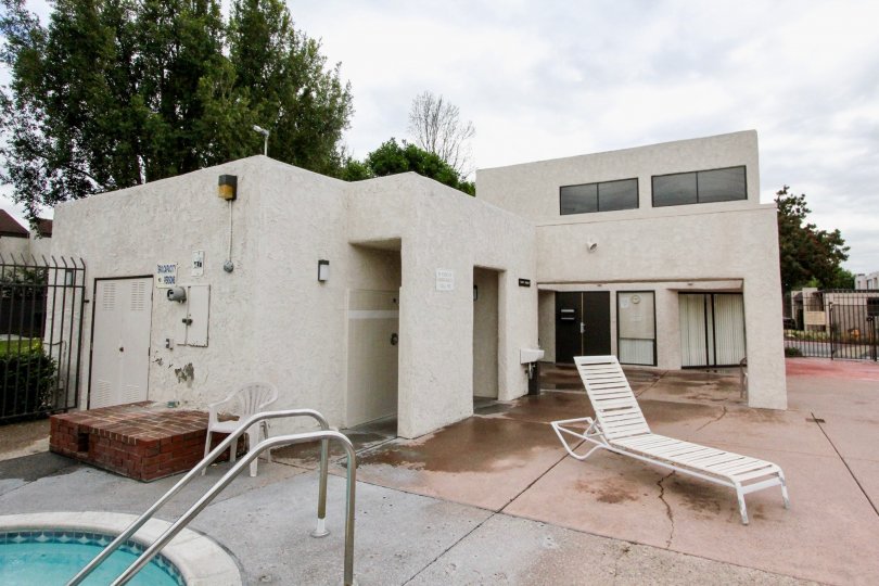 The home in the Heritage Village Townhomes neighborhood of Anaheim, CA with a pool and gated