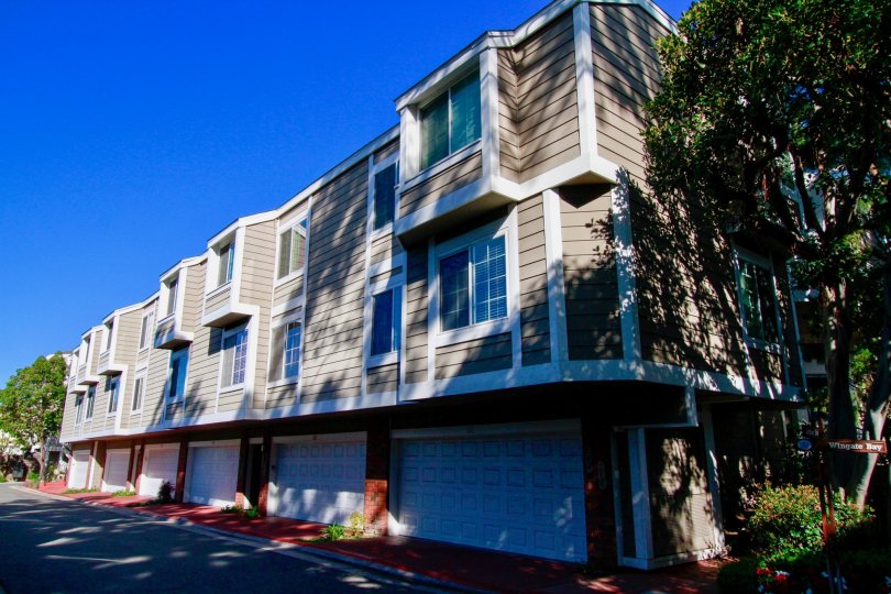 A beautiful blue day in community of Pentridge Cove II in Costa Mesa, California.