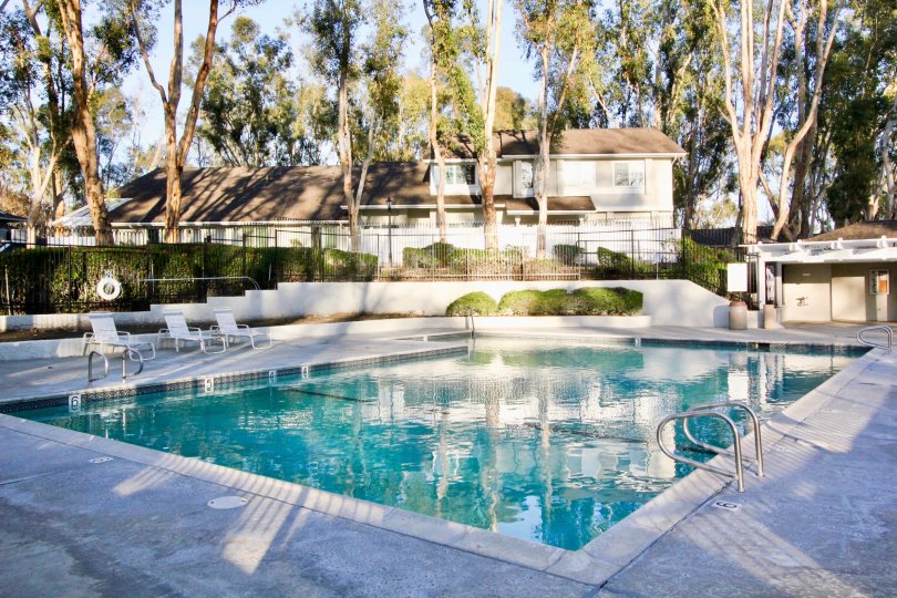 Villa's in Coyote Hills Bluffs has plenty of tallest tree with swimming pool and cutting bushes