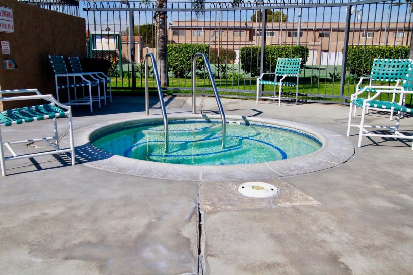 Pool side view of the jacuuzie at Riviera Huntington, Huntington Beach, California.