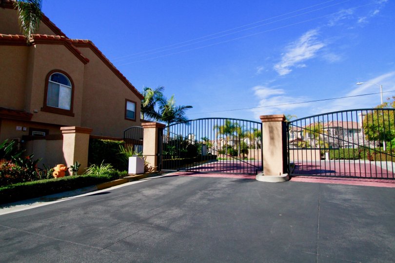 Gated community dwellings in seacliff palms of Huntington Beach California Favulous landscaping and Spanish Flaire
